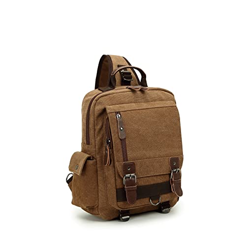 Sechunk Canvas Messenger Bag Sling Bag Crossbody Bag Shoulder Bag Retro Cross Body Handbags - color: Coffee, size: Small