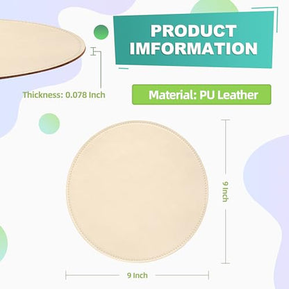 Mouse Pad，Round Mouse Pad，PU Mouse Pad，Leather Mouse Pad with Stitched Edge Micro-Fiber Base with Non-Slip Waterproof，Mouse Pad for Computers，Laptop，9 x 9 Inch (Milky White) - color: Milky White, size: 9L x 9W inches
