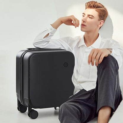 mixi Upgrade Carry on Luggage 14 Inch Underseat Personal Item Suitcases with Spinner Wheels, Hardside Rolling Suitcase PC with TSA Lock Lightweight Travel Case, Fine Grid Black - color: Fine Grid Black, size: 14in Underseat