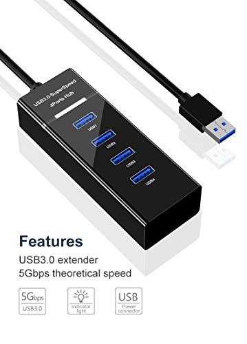 Tianle USB Hub, 4-Port USB 3.0 Ultra Slim Data Hub Portable USB Splitter Compatible with MacBook Air, iMac, Surface Pro, Laptop, USB Flash Drives, Mobile HDD - size: 4port