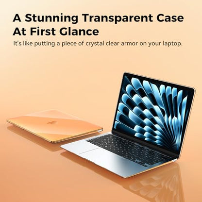 EooCoo for MacBook Air 13.3 inch Case with Keyboard and Screen Protector | Ultra Thin and Transparent, Hard Case Compatible with MacBook Air 13.3 inch M1 Chip 2021-2018 with Retina Display - color: Crystal Orange