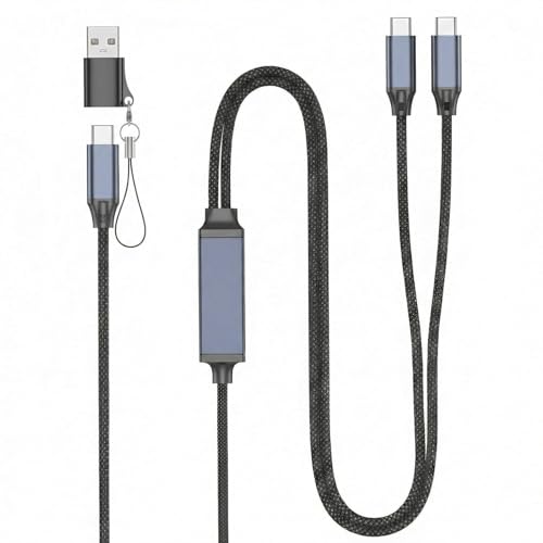 2 in 1 USB C to USB C Cable, Type-C 140W Fast Charging Cable 4FT, QC3.0&5A USB A to C Cable,Multi Splitter Charger Cord for iPhone 17 16 15 Pro Max iPad MacBook Neo Air Pro Samsung S26 S25 Ultra