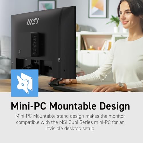 msi PRO MP242 E14C 24-inch IPS 1920 x 1080 (FHD) Office Monitor, 144Hz, Free-Sync, HDMI, USB C (15W Power Delivery), VESA Mountable, Tilt, Speaker, 4-Side Slim Bezel 1ms, Black - style: PRO MP242 E14C