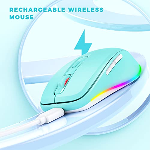 PEIOUS Wireless Mouse, Mouse Jiggler - LED Wireless Mice with Build-in Mouse Jiggler Mover, Rechargeable Moving Mouse for Computer with Undetectable Random Movement Keeps Computer Awake - Green - color: Mint Green