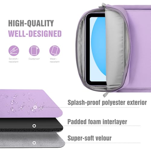TiMOVO 9-11" Tablet Sleeve Bag Carrying Case with Strap, Purple | Fits iPad A16 11", Pad Air 11/5th & 4th 10.9", 10th Gen/10.2", Galaxy Tab A11 Plus, Multi-Pocket, Handle, Padded Protection - color: Ad-Purple, size: 9-11