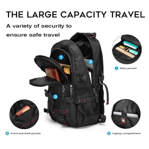 KAKA Travel Backpack Fight Approved with 17.3 inch Laptop Lackpack Compartment Outdoor Duffle Bag for men and women - color: Black