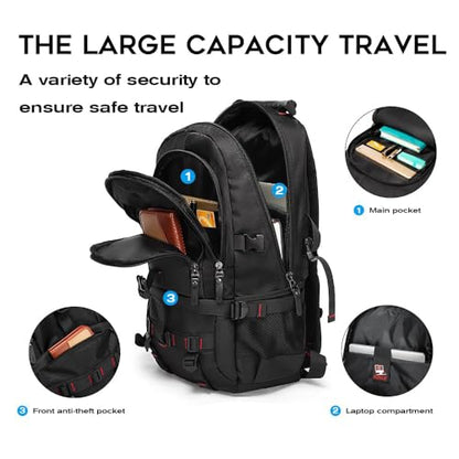 KAKA Travel Backpack Fight Approved with 17.3 inch Laptop Lackpack Compartment Outdoor Duffle Bag for men and women - color: Black