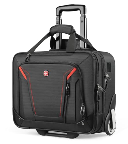star cloud Rigid Frame Rolling Laptop Bag 18"×14"×8", Water-Resistant Rolling Briefcase with Wheels, Business Travel Computer Bag, Underseat Carry on Luggage for Men & Women