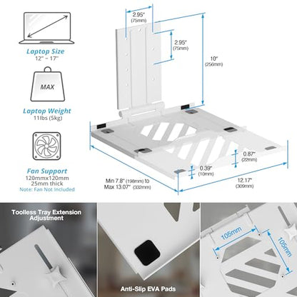 AVLT Laptop & Monitor Arm Desk Mount for 17-38" Screens, USB-C Dock - White | Supports flat/curved screens up to 22 lbs each. 12-17" laptop tray, 7-in-1 USB-C dock, HDMI 4K60, Ethernet and 100W PD - color: White