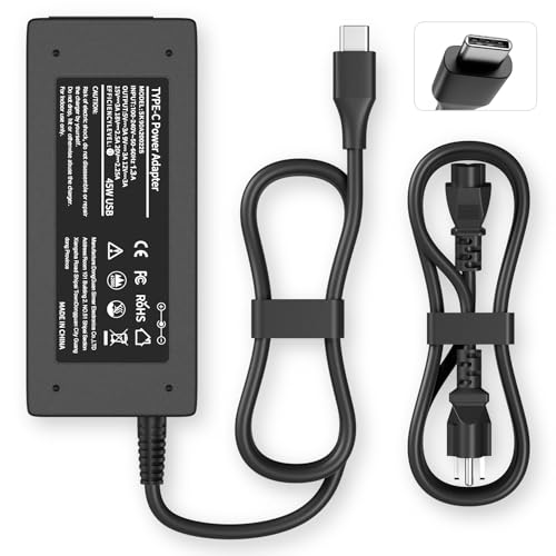 USB C Laptop Charger 45W Compatible with hp chromebook/Spectre X360, Lenovo ThinkPad/Yoga, Dell Chromebook/Latitude, Acer, Asus, Samsung, Google Series Universal Chromebook Type C Power Cord - size: 45w