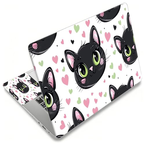 Laptop Skin Sticker Decal, Universal Reusable Vinyl Laptop Cover for 12" 13" 13.3" 14" 15" 15.4" 15.6" Notebook PC, Waterproof Scratch-Resistant with 2 Wrist Pads, Easy to Apply & Remove,Cute Cat - color: Cute Cat