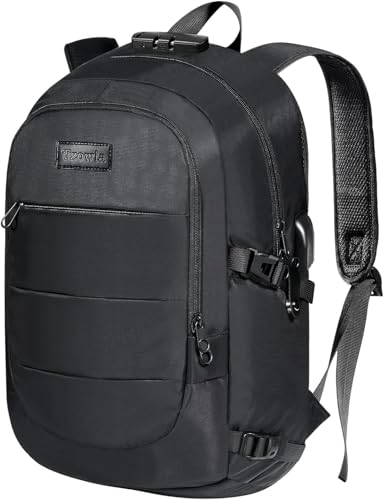 Tzowla 40 Liter Anti Theft Backpack with Giant Tumbler Holder Pocket and Lock,17.3 Inch Laptop Backpack - color: A-black, size: 40L 17.3inch
