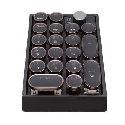 PUSOKEI Mechanical Number Pad, Bluetooth / 2.4G / USB C Retro Numeric Keypad with Knob, 1000mAh Rechargeable, RGB Backlit Hot Swappable Numpad for Laptop PC