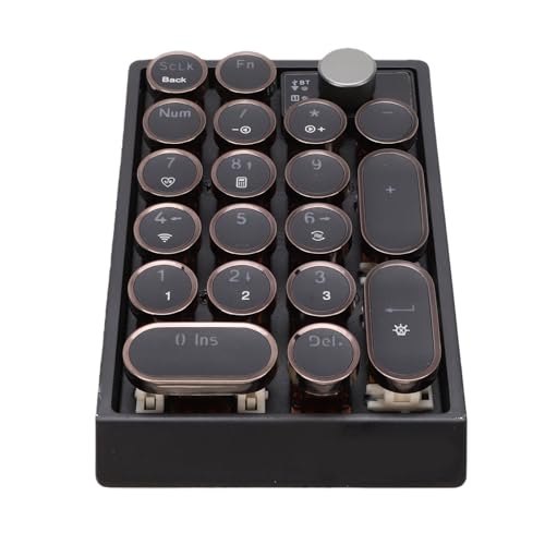 PUSOKEI Mechanical Number Pad, Bluetooth / 2.4G / USB C Retro Numeric Keypad with Knob, 1000mAh Rechargeable, RGB Backlit Hot Swappable Numpad for Laptop PC