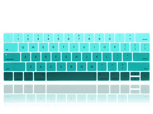 English Silicone Keyboard Cover Skin for MacBook Pro with Touch Bar 13-inch 15-inch (Model A2159, A1989, A1990, A1706, A1707) (2019 2018 2017 2016) USA Layout Protective Skin,Gradient Green - color: Gradient green
