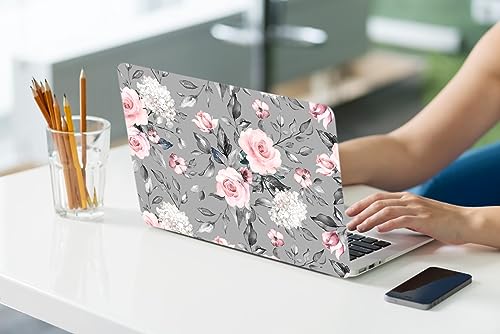 LanBaiLan Laptop Plastic Hard Shell Protective Case, Compatible for New MacBook Air 13 inch 2020 2019 2018 Release A2337 M1 A2179 A1932 Retina Display with Touch ID & Keyboard Cover, Grey Flowers - color: Grey flowers