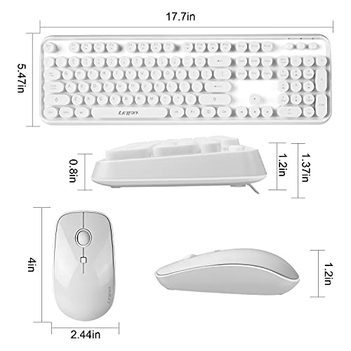 White Wireless Keyboard and Mouse Combo, Cute Bubble Keyboard with Round Keys,2.4Ghz Full Szie Aesthetic Minimalist Keyboard with Number Pad for PC Laptop Desktop - color: White wireless keyboard and mouse