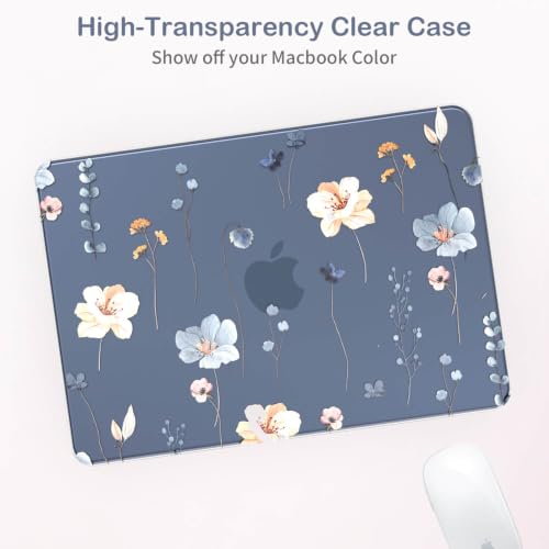 Feams for MacBook Neo 13 Inch Case 2026 A3404, Stylish Protective Clear Case Hard Shell Transparent Cover for MacBook Neo 13 Inch 2026 (A18 Pro Chip) with Keyboard Cover, Simple Flower - color: Simple Flower