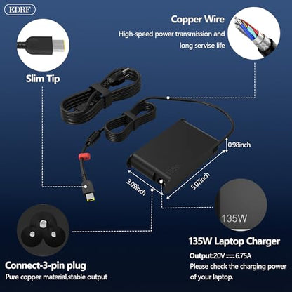 NEW 135W Laptop Charger Compatible with Lenovo IdeaPad Yoga Slim Creator 5 7 ThinkPad X1 Extreme Ideapad Gaming 3 Ideapad Yoga Legion 5 ThinkBook 15P Ideacentre AIO Thinkstation Power Supply Adapter - color: Dark
