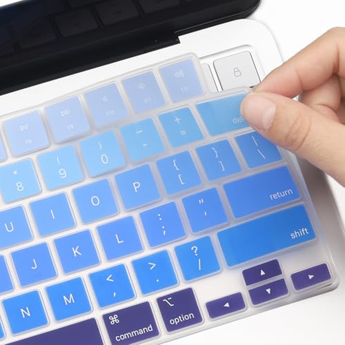 2 Pack Keyboard Cover for 2026 MacBook Neo 13" (Touch ID) & MacBook Pro 14"/16" M5-M1 Pro/Max, M5-M2 & MacBook Air 13"/15" M5-M1, Keyboard Protective Skin US Layout - color: blueGradual+TPU