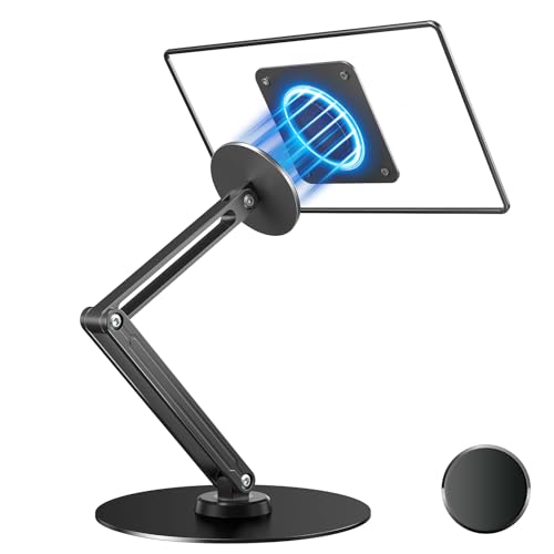 UPERFECT Magnetic VESA Stand, Adjustable Aluminum Arm for Portable Monitor | Magnetic Upgrade, 75×75mm VESA Mount, Adhesive Metal Plates, 360° Swivel Base, Supports 10–19" Screens Up to 4.4 lbs - size: 19"