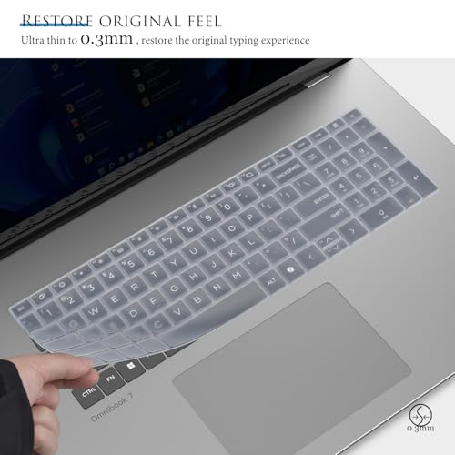 Keyboard Cover Skin for 2025 HP OmniBook 7 Laptop 17-dc0097nr 17-dc0037nr 17t-dc000 17.3" / OmniBook 7 16-ay 16-az 16-az0097nr 16-ay0087nr 16t-ay000 16t-az000 16 inch (Not fit Omnibook X 17-dd)-Clear - color: Clear