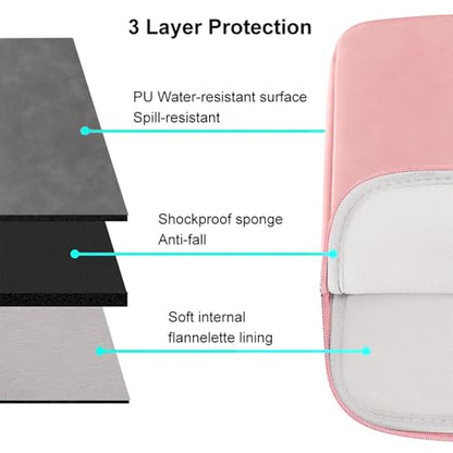 Megoo 15" Laptop Sleeve Case Soft PU Leather Carry Case(Pink) | Fit for Microsoft Surface Laptop 8/7/6/5/4 15.6", and Most 15"-16" Samsung/HP/Dell/Lenovo Notebook Chromebook Computers - color: Pink, size: 15~16inches