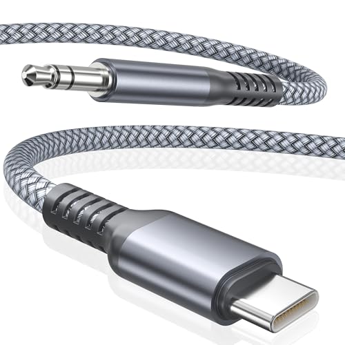 Elebase USB C Aux Cable 6FT,Type C to 3.5MM Audio Adapter Auxiliary Cord | for Car,Gooel Pixel 9 8,Apple iPhone 17 16 15 Pro Max Plus,iPad 10 10th,Mini 6 7,Air 4 5 Generation,Samsung Galaxy S25,S24 - color: Grey, size: 6ft/1.8m, style: Straight