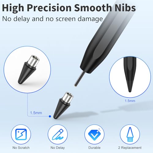 COO Universal Active Stylus Pen for iOS, Android & Samsung Touch Screens | Smart Digital Stylus for Lenovo/Vivo/Mi/HUAWEI Tablets, iPhone/Samsung/Pixel Phones for Drawing, Black - color: Black