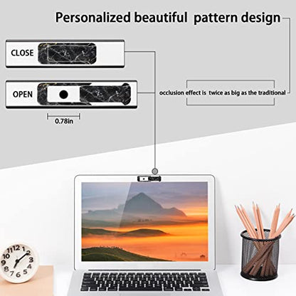 Webcam Cover, 3 Pieces, Laptop Camera Cover, Privacy Shielding Capacity is Twice as Big as The Traditional, Suitable for Computer Mobile Phones, laptops, Tablets and so on (Black Marble) - color: Black marble