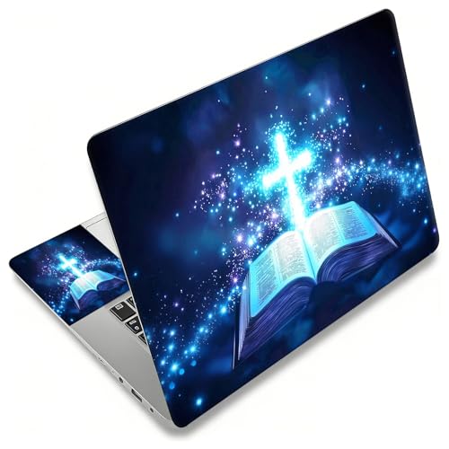 Laptop Skin Sticker Decal, Universal Reusable Vinyl Laptop Cover for 12" 13" 13.3" 14" 15" 15.4" 15.6" Notebook PC, Reusable Waterproof Scratch-Resistant with 2 Wrist Pads,Christian Cross Book - color: Christian Cross Book