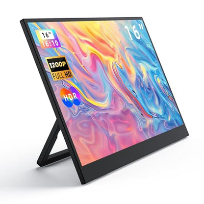 16 Inch Portable Gaming Monitor 144Hz 1200P FHD IPS,USB-C HDMI, Ultra Thin Second Screen for Laptop Switch PS5 Xbox, Eye Care Travel Monitor for Gamers - size: 16 Inch
