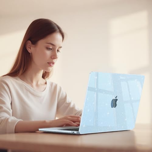 AKIT Compatible with MacBook Air 13 inch Case Glitter 2026 2025-2022 M5 M4 M3 M2 Model A3449 A3240 A3113 A2681, Sturdy Laptop Hard Shell for Mac Air 13.6" + Keyboard & Screen Cover, Sparkly Air Blue - color: Glitter Blue