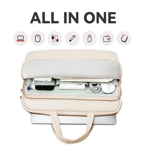 Laptop Case Bag Women Men Computer Sleeve Compatible with MacBook/Dell/HP/Acer/ASUS, Waterproof Shoulder Carrying Briefcase, Beige, 17-17.3 Inch - color: Beige, size: 17.3 Inch
