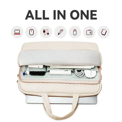 Laptop Case Bag Women Men Computer Sleeve Compatible with MacBook/Dell/HP/Acer/ASUS, Waterproof Shoulder Carrying Briefcase, Beige, 17-17.3 Inch - color: Beige, size: 17.3 Inch