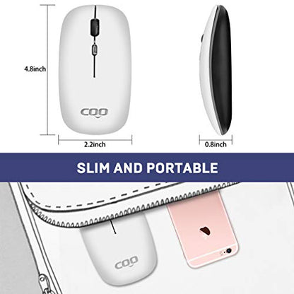 COO Wireless LED Dual Mode (Bluetooth 5.1 and 2.4G) Rechargeable Led Mouse with 3 Adjustable DPI for iPad OS 13, MacBook, Laptop, Mac OS 10.10 - color: Bluetooth+2.4G Wireless( Silver)