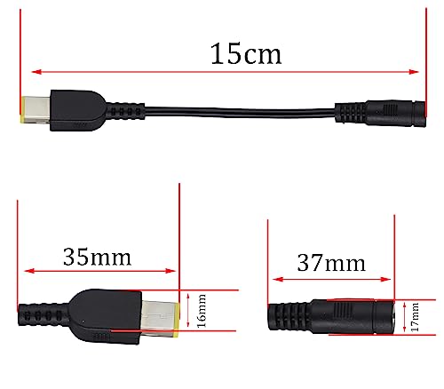 DC 5.5mmx2.1mm to Square Interface Plug Converter DC5.5mm x2.1mm to Square tip Power Converter Cable Laptop Power Adapter Compatible for Le-no-vo Think-Pad I-B-M [2pack-5521] - color: DC5521F