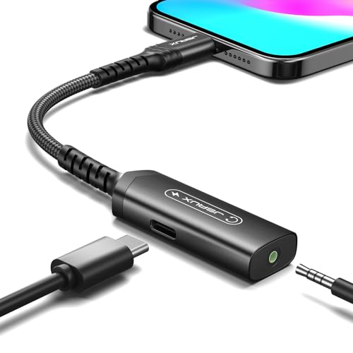 JSAUX USB C to 3.5mm Headphone and Charger Adapter,2-in-1 AUX Mic Jack with PD 60W Fast Charging Earphones, Compatible with iPhone 15 Pro Max/15 Pro/15, Galaxy S24/S23/S22/S21,iPad Pro -Black - color: Black