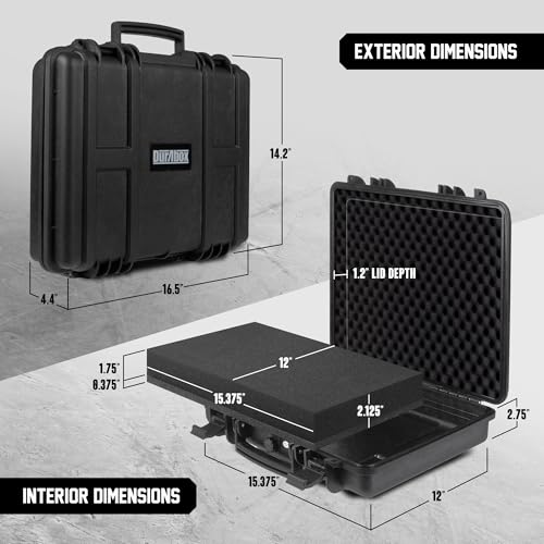 Durabox All Weather Hard Case 16 x 14 x 4” - TSA Approved Hard Shell Travel Case with Customizable Foam for Laptops, Electronics, Guns, Pistols and Other Gear - size: Medium 16 x 14 x 4"