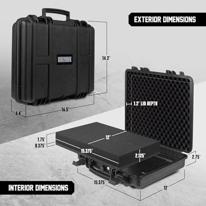 Durabox All Weather Hard Case 16 x 14 x 4” - TSA Approved Hard Shell Travel Case with Customizable Foam for Laptops, Electronics, Guns, Pistols and Other Gear - size: Medium 16 x 14 x 4"