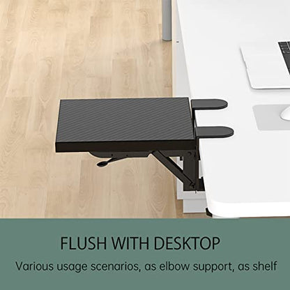 Sisyphy Ergonomics Desk Extender Tray, 9.5x9.1" Punch-Free Clamp on, Foldable Keyboard Drawer Tray, Table Mount Arm Wrist Rest Shelf, Computer Elbow Arm Support - color: Carbon, size: 9.1*9.5"(23cm*24m)