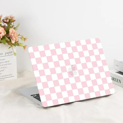 G JGOO Compatible with MacBook Air 15 inch Case 2026 2025 2024 2023 M5 A3448 M4 A3241 M3 A3114 M2 A2941, Plastic Hard Laptop Shell Case + Keyboard Cover + Screen Protector, Pink Checkered - color: Pink Checkered