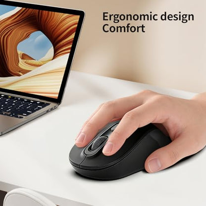 Wireless Mouse, 2026 New Model, Silent Click Ergonomic Design, Portable, 4 Buttons, Adjustable DPI (800/1200/1600), for Laptop/PC/Office (Black) - color: black