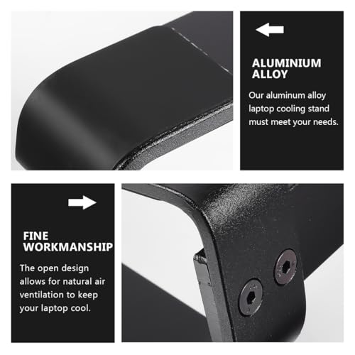 Healifty Ergonomic Aluminum Laptop Riser Stand Folding Holder for Desk Slip Stable Notebook Support Portable Computer Stand to Posture and Visual Angle Black