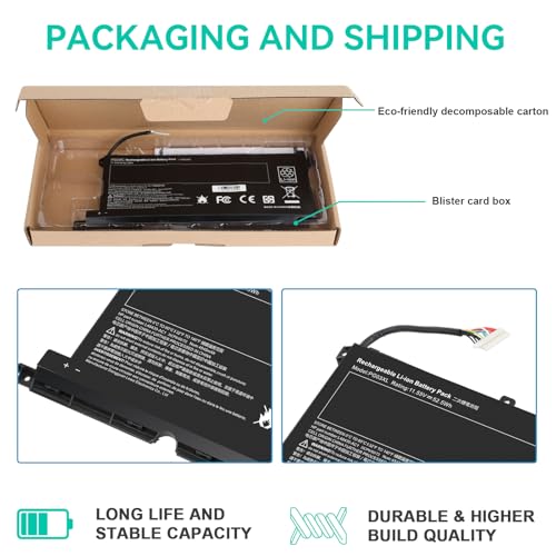 PG03XL Battery for HP Pavilion Gaming 15-DK 15T-DK 15-EC 15-DK0XXX 15-DK0055NR 15T-DK200 15-EC0013DX 15-EC1073DX 15Z-EC200 16-A0032DX 16-A0035NR L48495-005 3ICP6/60/72 HSTNN-DB9G HSTNN-OB1I L48430-AC1 - size: 8.3*3.7*0.18inch