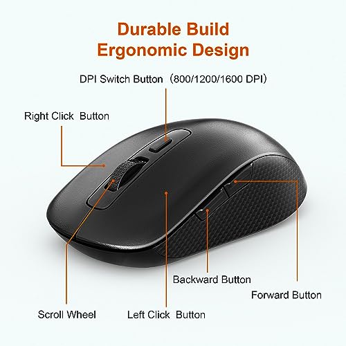 Rytaki Pro Wireless Number Pad and Mouse, 19 Keys Portable Ultra Slim 2.4GHz 10 Key USB Keypad and 3 Adjustable DPI Silent Mouse Set for Laptop, Notebook, Desktop, PC Computer - Use One USB Receiver