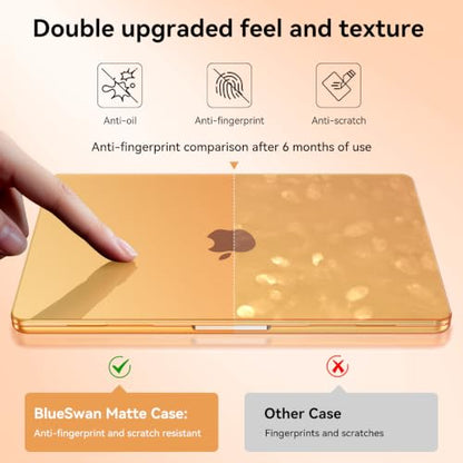 BlueSwan Matte Case for MacBook Air 15 inch M5 M4 M3 M2 Chip 2026-2023 | 100% Color Match, Anti Fingerprint & Scratch, Grippy Finish, Protective Hard Shell, Ultra Thin, Easy Snap-On - color: Matte Cosmic Orange
