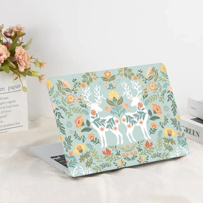 G JGOO Compatible with MacBook Air 13 inch Case 2026 2025-2022 M5 A3449 M4 A3240 M3 A3113 M2 A2681, Plastic Hard Shell for MacBook Air 13.6 inch Case + Keyboard Cover + Screen Protector, Deer - color: Deer and Flower