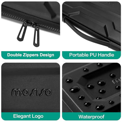 MOSISO 13-14 inch Laptop Hard Case, 13.3 inch Waterproof Shockproof Computer Bag Compatible with MacBook HP Dell, Mechanical Geometric EVA Carrying Sleeve Laptop Case Hard Shell with Handle, Black - size: 13.3 inch