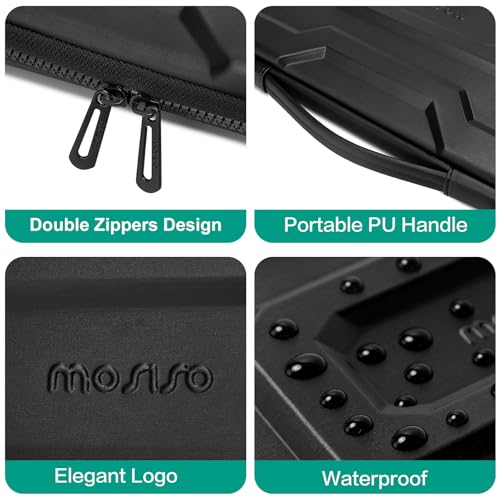 MOSISO 15-16 inch Laptop Hard Case, 15.6 inch Waterproof Shockproof Computer Bag Compatible with MacBook HP Dell, Mechanical Geometric EVA Carrying Sleeve Laptop Case Hard Shell with Handle, Black - size: 15.6 inch